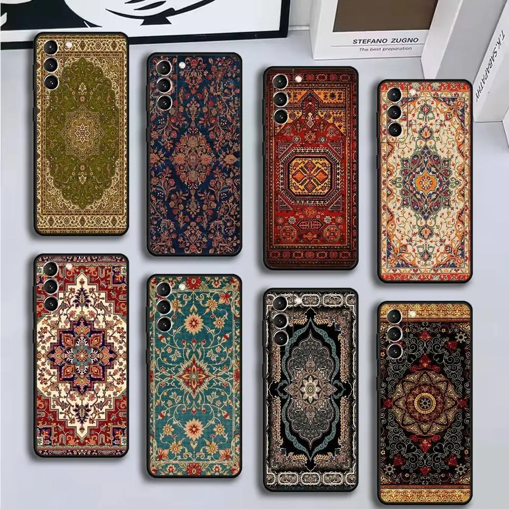 

Persian Carpet Floral Pattern Phone Case For Samsung GalaxyA13,21s,22,31,32,52,53,71,72,73,Soft Black Cover