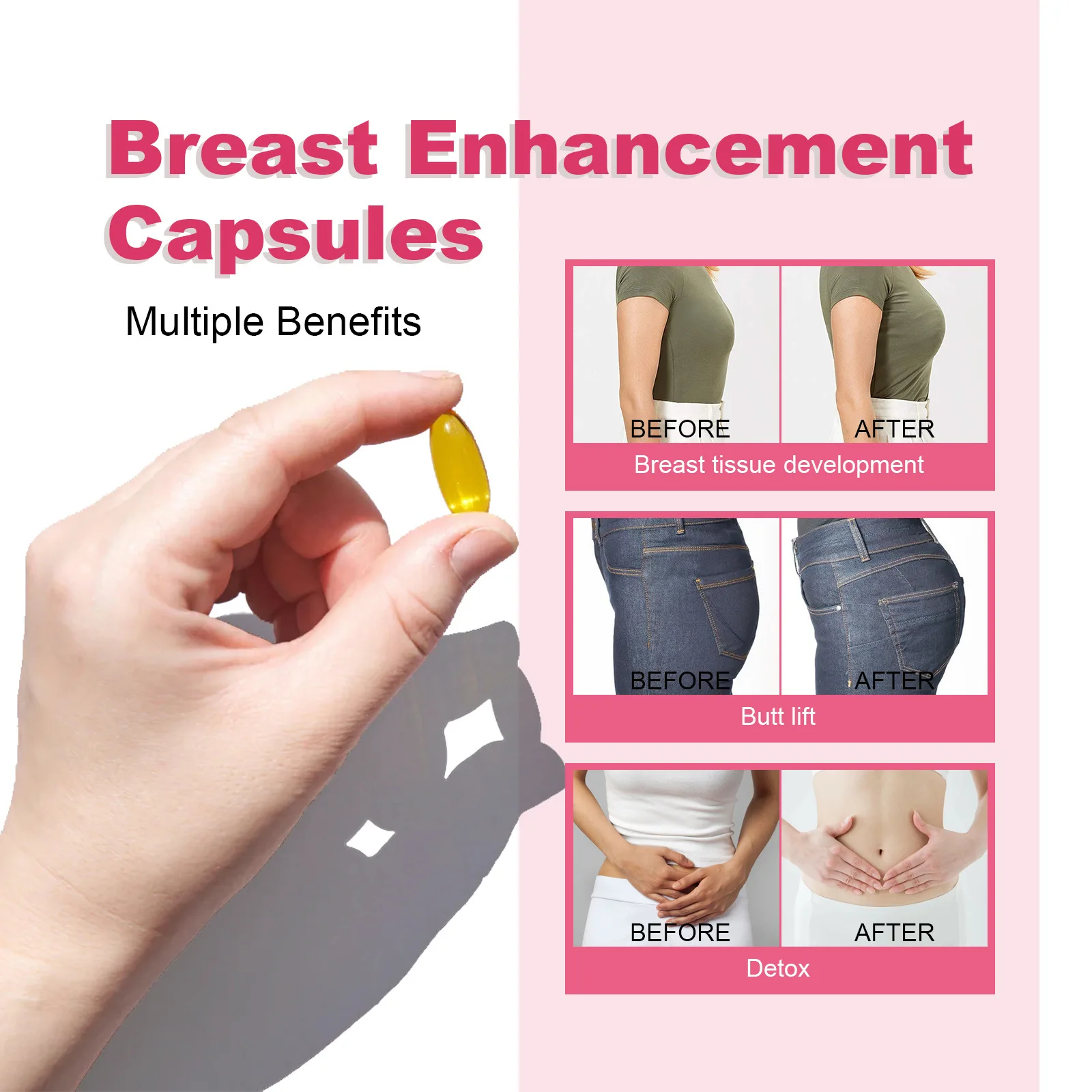 Breast Enhancement Capsules Enlargement Stretch Size Bust Tighten Help Growth Balance Uneven Breasts Estrogen Chest Firmer Pills