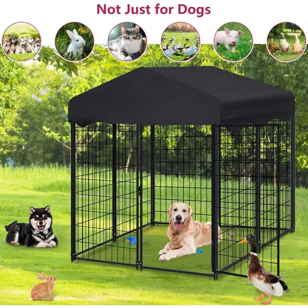 

4' x 4' x 4.5' Dog Kennel Outdoor Outside Kennel with Indoor Enclosure Outdoor Pen with Lockable Door for Small/Medium Dogs