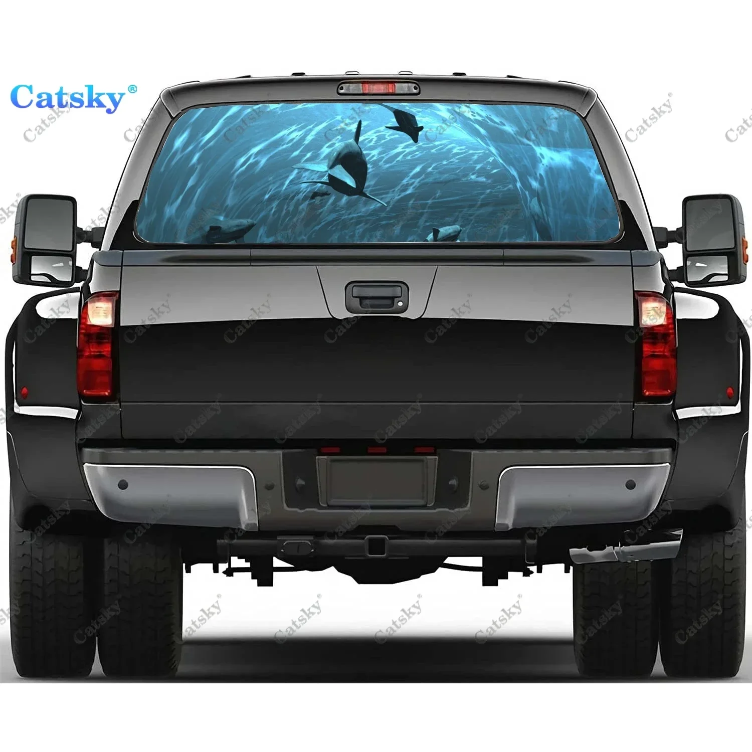 

Animal Dolphin Rear Window Decals for Truck,Pickup Window Decal,Rear Window Tint Graphic Perforated Vinyl Truck Stickers