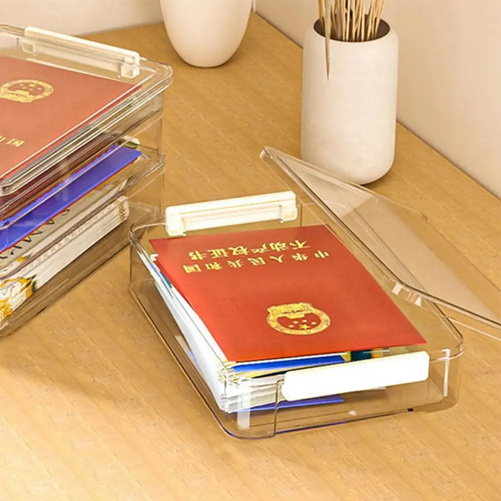 Transparent Storage Box File Document Organizer Dustproof Transparent Document Organizer Box with Comfortable Grip for Marriage