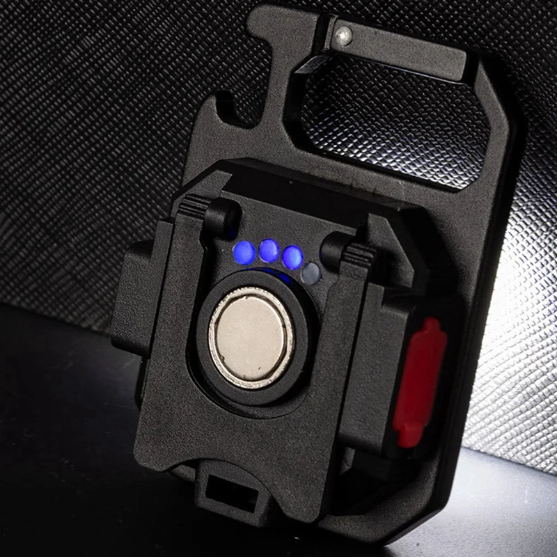 Mini LED Flashlight Work Light COB Pocket Flashlight Keychains USB Rechargeable Outdoor Camping Lamp With Corkscrew