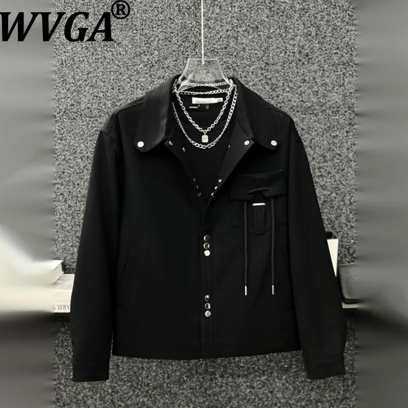 WVGA New Man High-end Spring Niche Deconstructed Trendy Lapel Jacket Loose Versatile Metal Snap Button Design Short Coats W22331