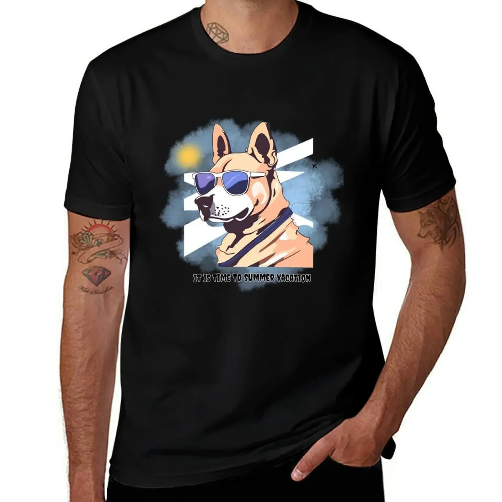 

Dog in a Summer Vacation T-Shirt tees oversizeds customs design your own new gifts and t-shirts plus size men clothing