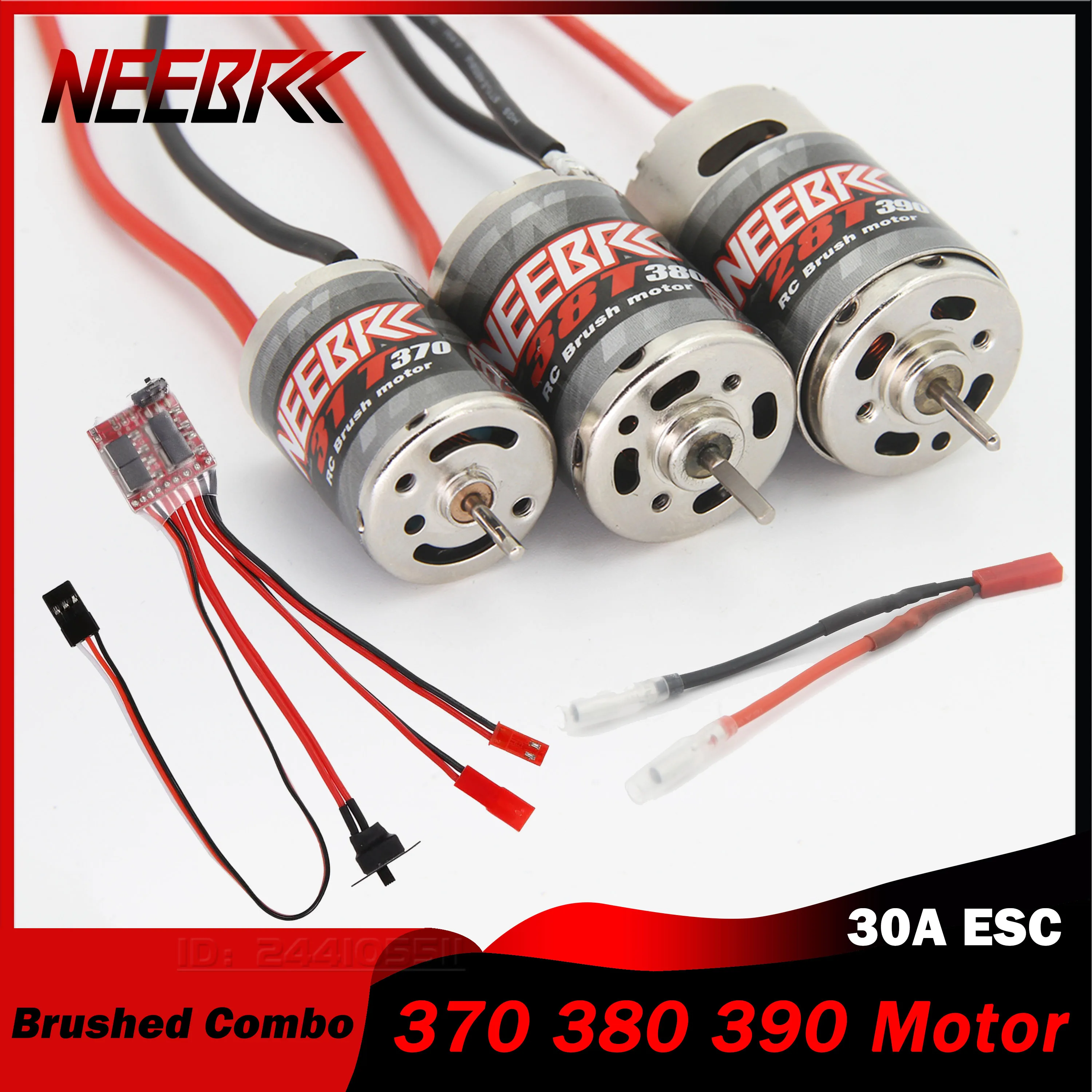 

NEEBRC 370 380 390 Brushed Motor 30A ESC Bullet To JST Adapter for 1/10 1/16 1/18 1/24 RC Crawler Car AXIAL SCX24 TRX HSP RGT