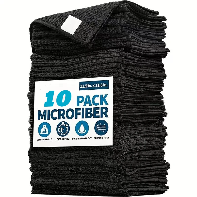 Light Gray/Black Ultra-Fine Fiber Kitchen Towels - 1/2/4/8/10pcs Super Absorbent, Soft & Stain-Removing Cleaning Cloth Set
