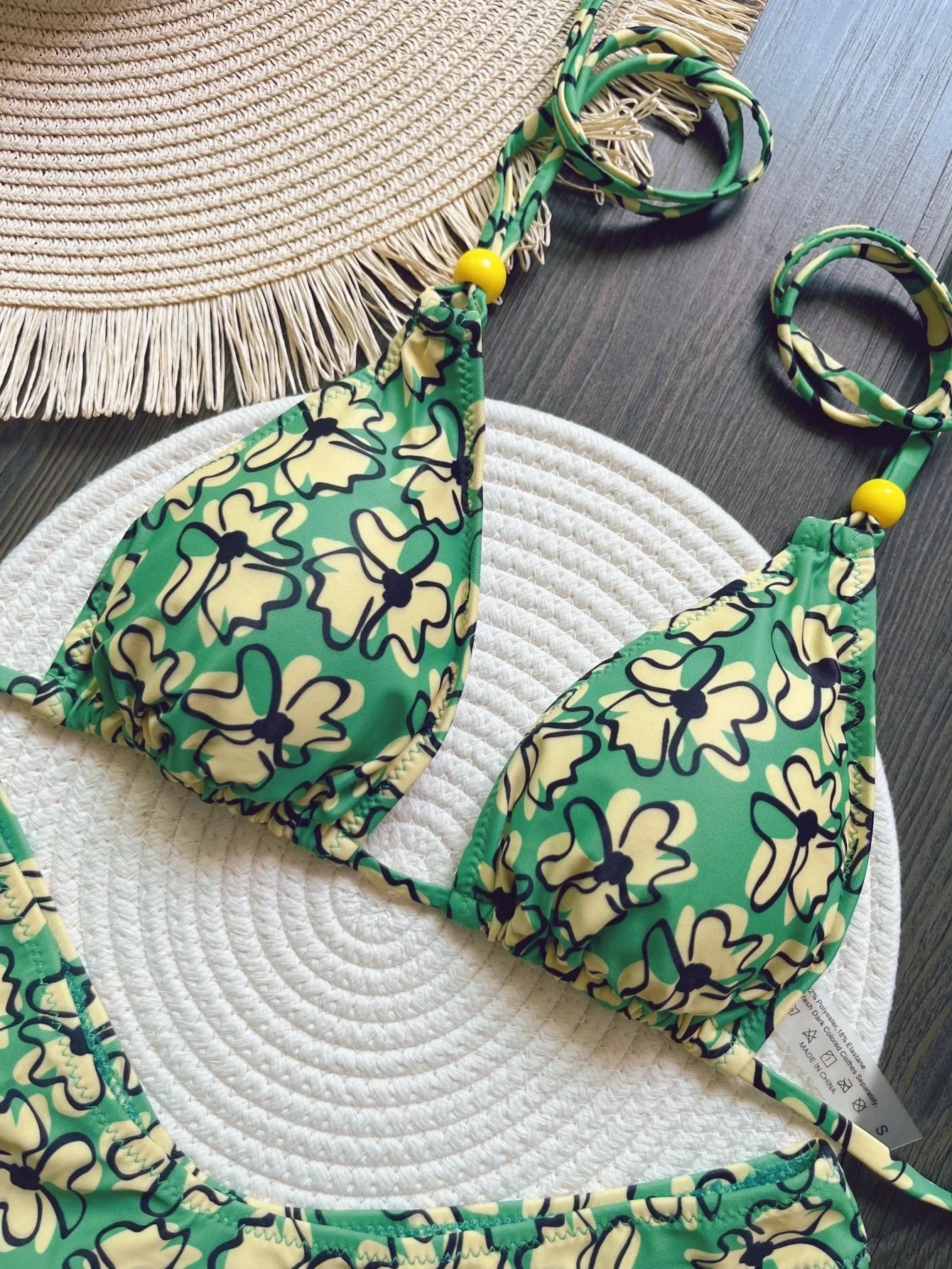 RUOTONSEPT New Sexy Botany Print Bikinis Set Women's Swimsuit Two-piece Triangle Halter Swimwear Bathing Suit Brazilian Biquinis