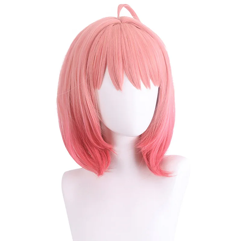 Synthetic Pink Short Wig Cosplay Costume Party Heat Resistant Fiber Cute Bangs Natural Looking Hair