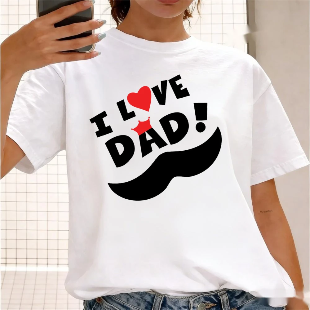 

Happy Fathers Day Gift Idea Tshirt I Love My Dad Shirt Cute Mustache Crown Printed T-shirt Men Women Fashion Casual Cotton Tops