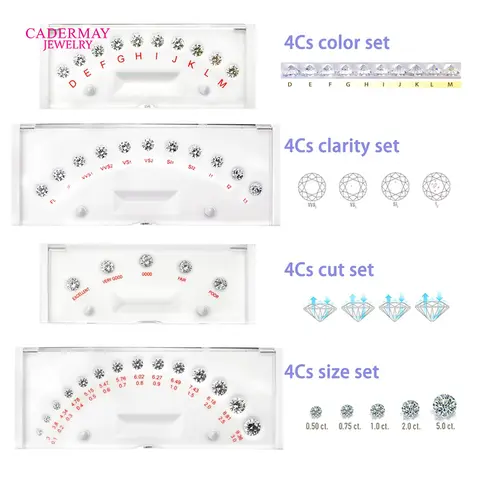 다이아몬드 4CS 참조 보석 도구 큐빅 지르코니아 선명도 컬러 컷 크기 캐럿 무게 모양 Diamod 마스터 스톤 세트