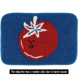 Warm algae, tomatoes plush bathroom floor mat, toilet door absorbent foot mat, toilet bathroom non-slip carpet
