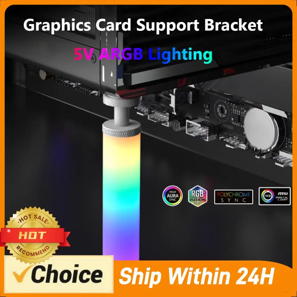 

5V 3Pin ARGB Graphics Card GPU Holder Support Adjustable Telescopic Rotary GPU Support Bracket Aluminum Alloy for ATX/MATX/ITX