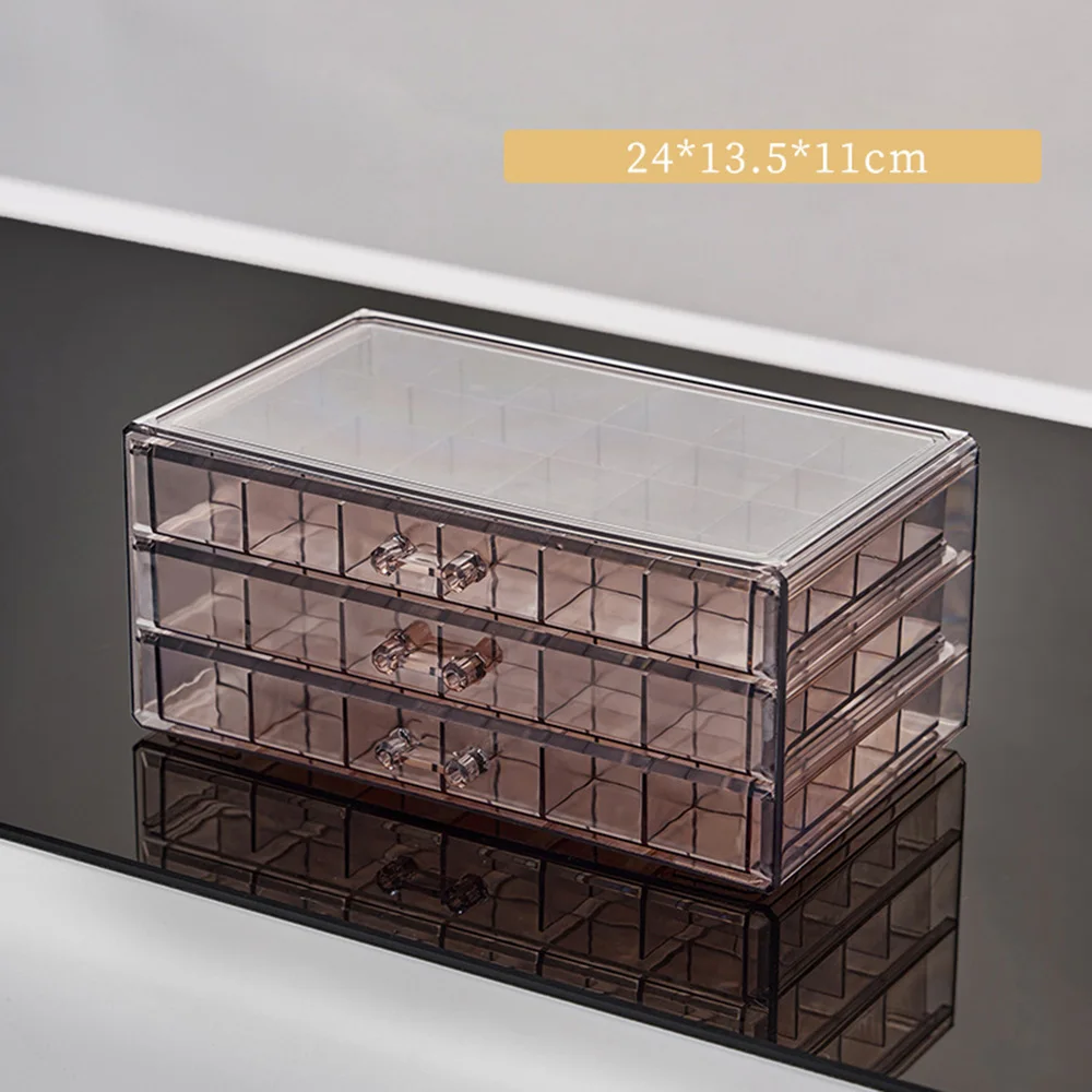 Chzimade Transparent Storage Rack Organizer Cosmetic Jewelry Box Drawer Style Lattice Ring Necklace Beads Holder