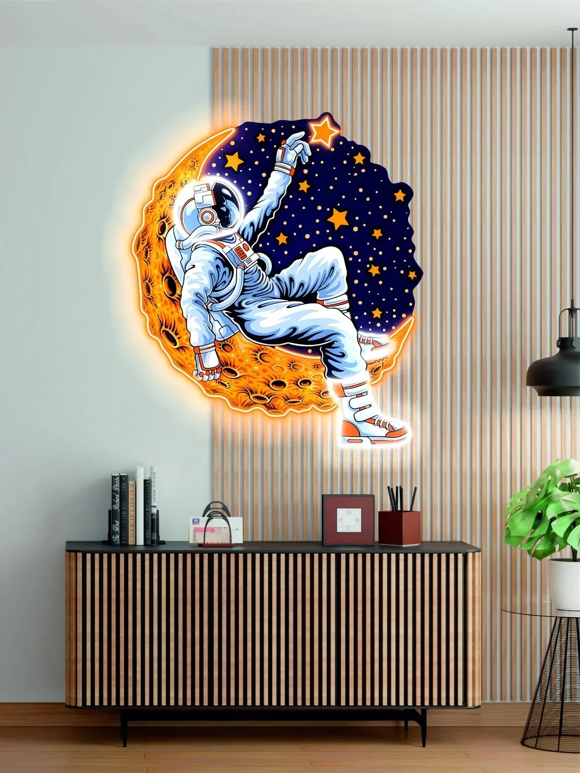 Astronaut Lying on Moon Neon Sign Room Decoration  Birthday Party Decorations  Wall Decor  Custom Neon Sign