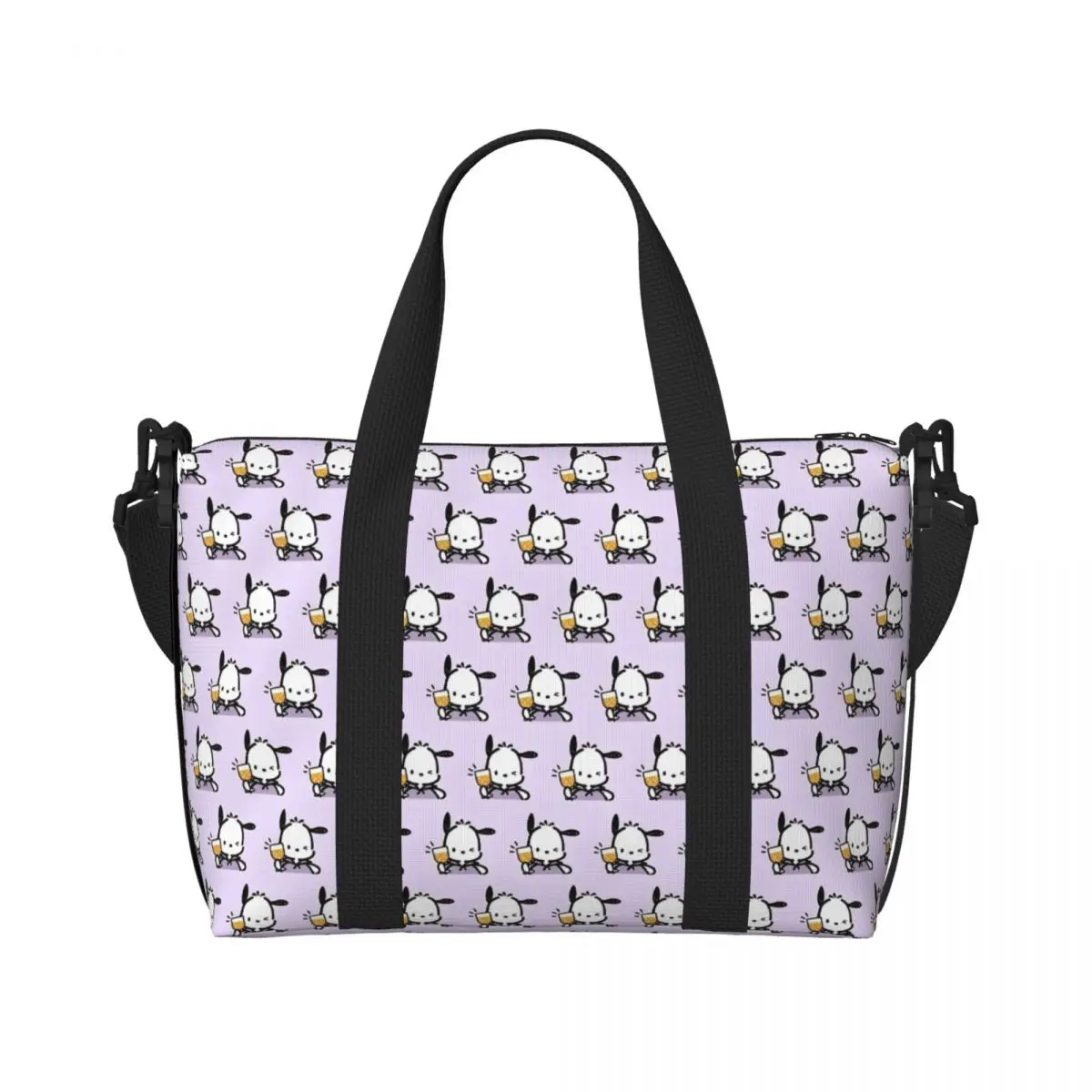

Custom Sanrio Pochacco Anime Tote Bag for Women Large Capacity Kawaii Cartoon Beach Gym Travel Bags