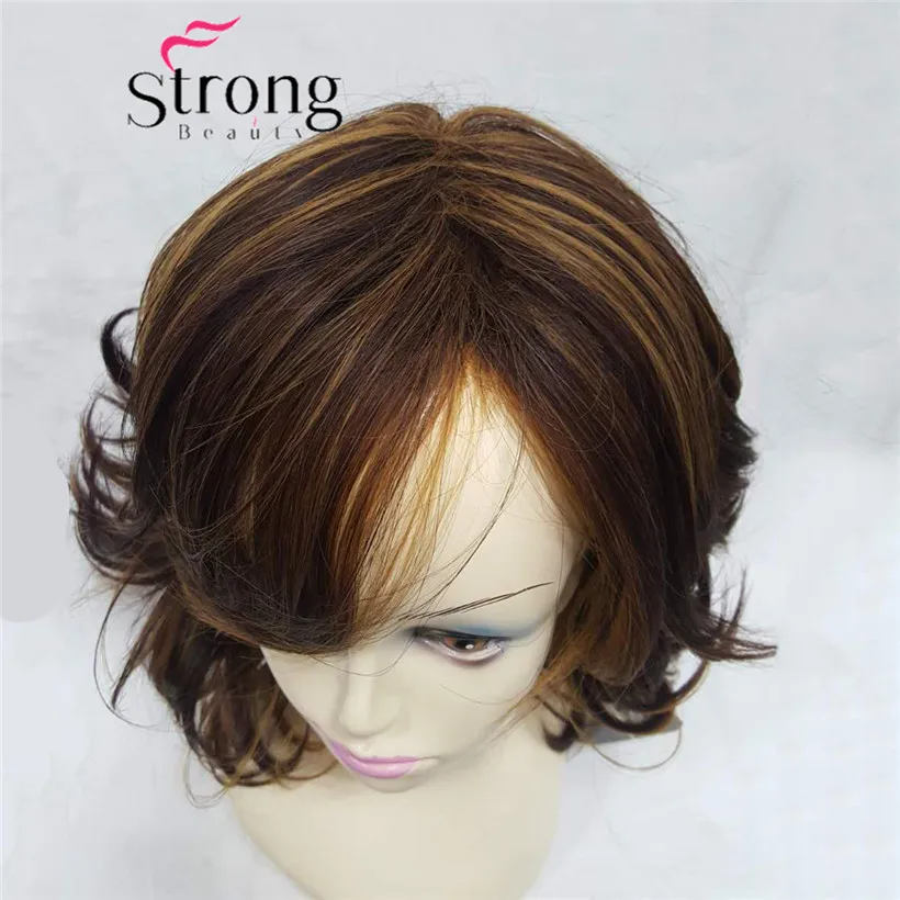 StrongBeauty Women\'s wig Auburn Layered Medium Curly Hairstyles For Thick Hair Synthetic Full Wigs