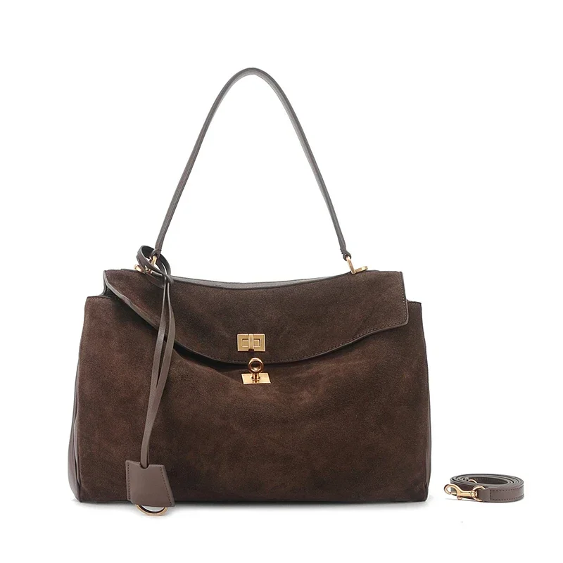 Luxury Brand Rodeo Women Bags Genuine Leather Brown Suede Women Totes Gold Buckle Women Shoulder Bags Fashion Handbags