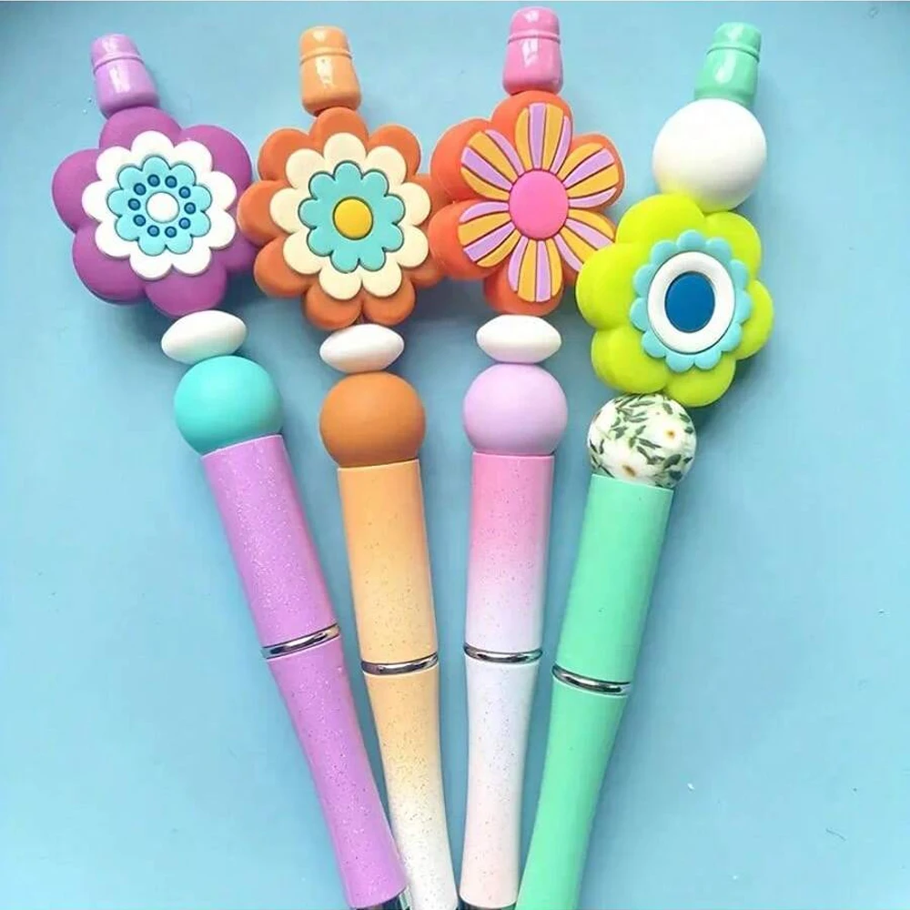 70PCS colorful flower shaped silicone beads, DIY， Used for making necklaces, bracelets, keychains, pen beads, and jewelry