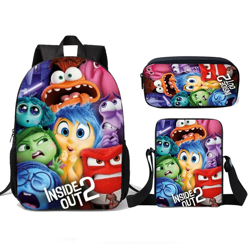 2024 New Disney Inside Out2 Cartoon Three Piece Book Pack Meal Pack Pen Bag Primary And Secondary School Backpack