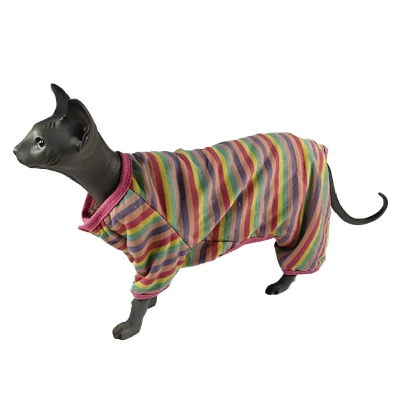 Meow Sphinx Hairless Cat Clothes Cotton Breathable Devon Short Trendy Kitten Clothes for Cats For Small Dog Clothing