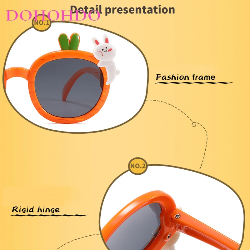 귀여운 토끼 모양 어린이 선글라스, 어린이 편광 태양 안경, 남아/여아 안경, 아기, 유연한 안전 프레임, UV400, 2023 년 신제품
