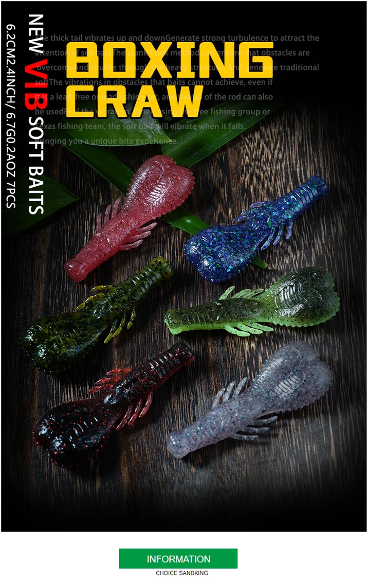 SUNMILE Stick Bait 6,2 cm 6,6 g Casting Schwere Gewichtete Weiche Kunststoff Köder Craw Künstliche Köder Silikon Shad Köder Für Bass angeln – Detail 1