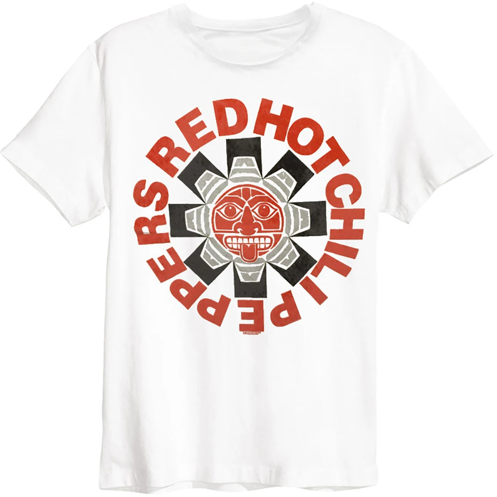Camiseta de la banda Aztec Red Hot Chili Peppers, camiseta gráfica 100% de algodón, ropa de calle de verano para hombres y mujeres