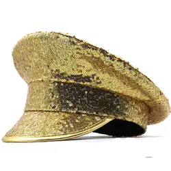 Sequin Hat Lady Sequin Hat Sequin Sergeant Cap for Women Men Lightweight Party Cosplay Hat for Festival Photo Prop for Unisex