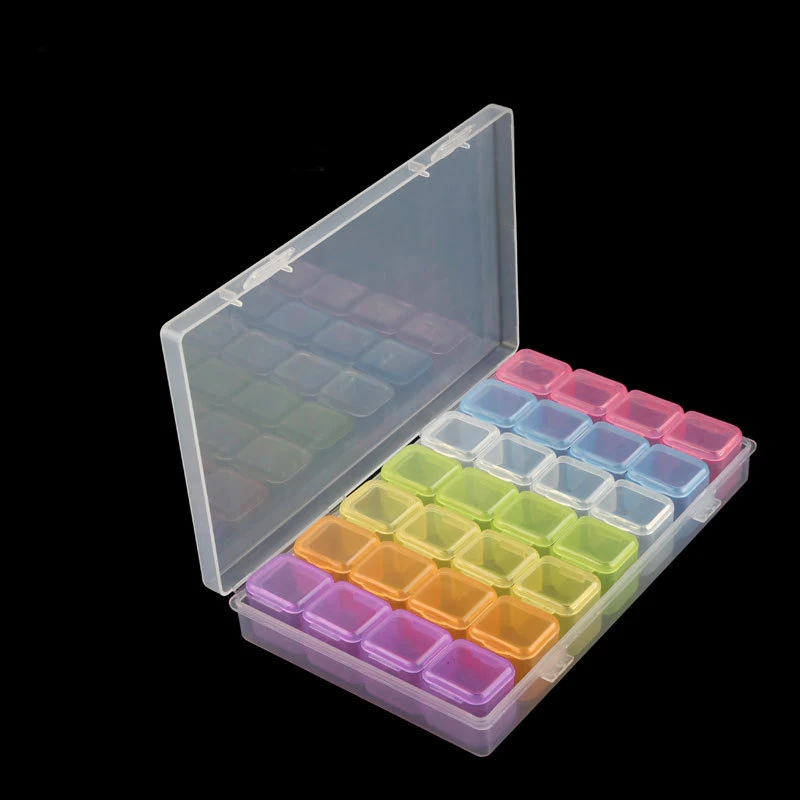 28 Grids Plastic Organizer Box, Clear Compartment Container Storage for Nail Art Rhinestones Beads Crafts Jewelry