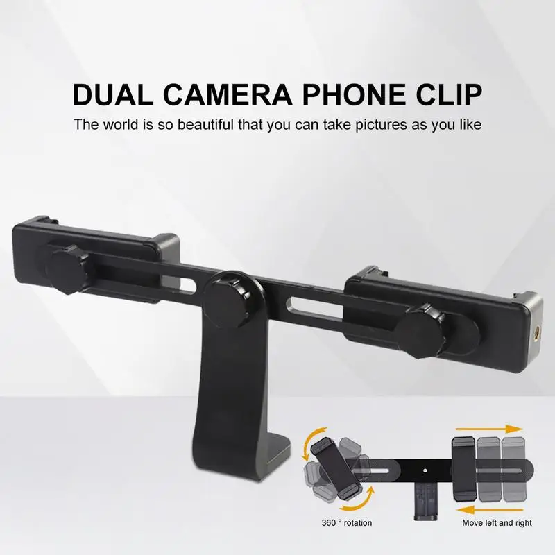 DualCamera Phone Holder Plastic Mobile Phone Stabilizer Clip 360 Degree Rotating Outdoor Phone Holder For Live Broadcast Supple