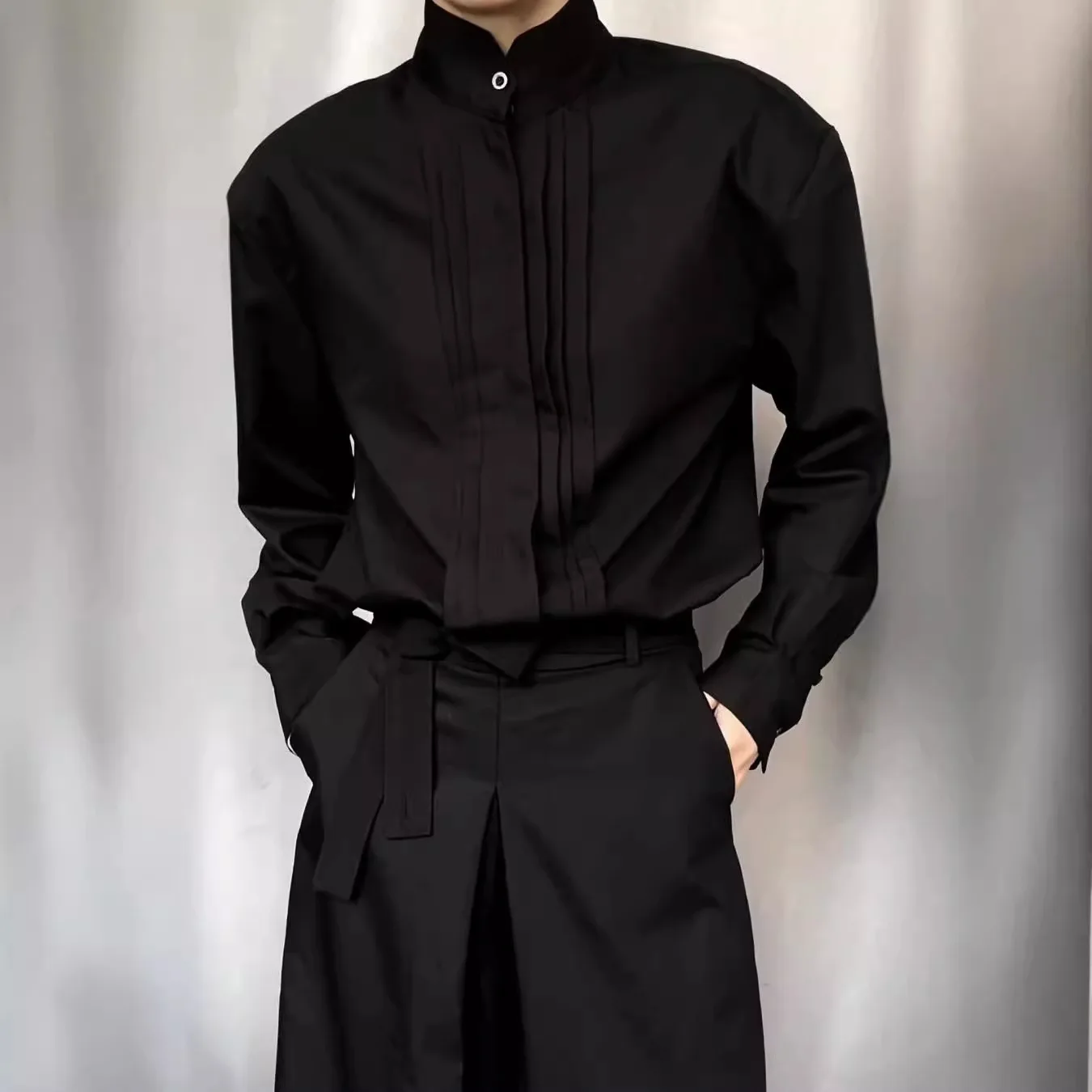 

Man Casual Shirts 2025 Autumn High Quality Wrinkle Blazer Men's Clean Fit Shoulder Pad Shirt Jacket For Street Style Layering