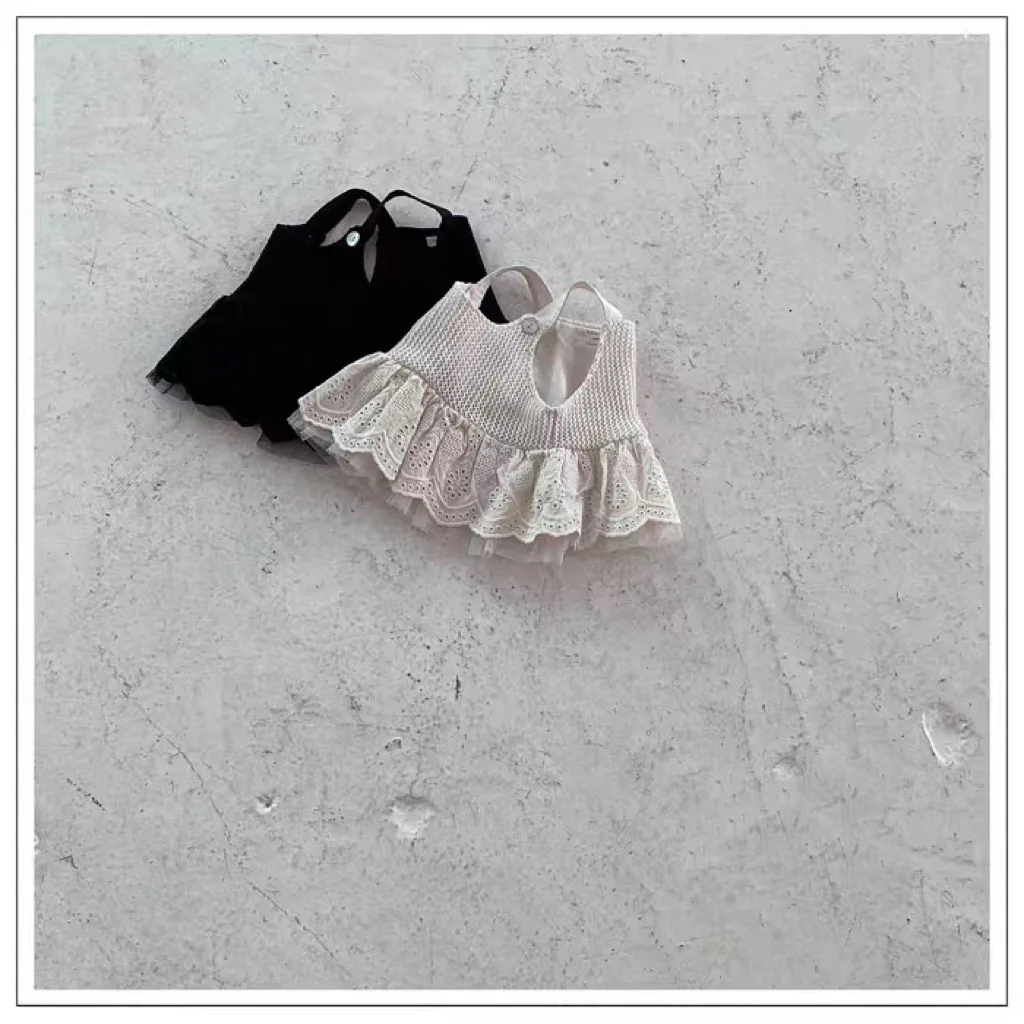 Korean Version Instagram Spring and Autumn Collection New Camisole Lace Top Fishing Net Camisole Solid Color White Princess