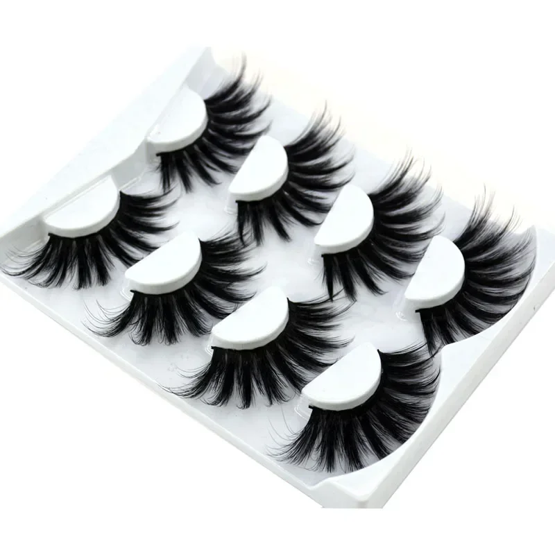 AMSDCN 4 pairs of natural mink eyelashes 25mm handmade eyelash extension natural 3D false eyelash makeup mink eyelash extension - view 5