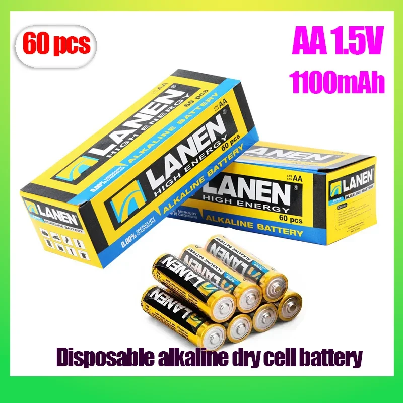 60pcs  AA 1.5V 1100mAh Disposable Alkaline Dry Batteries Suitable for Electric Toys  Electric Toothbrushes Wireless Keyboards