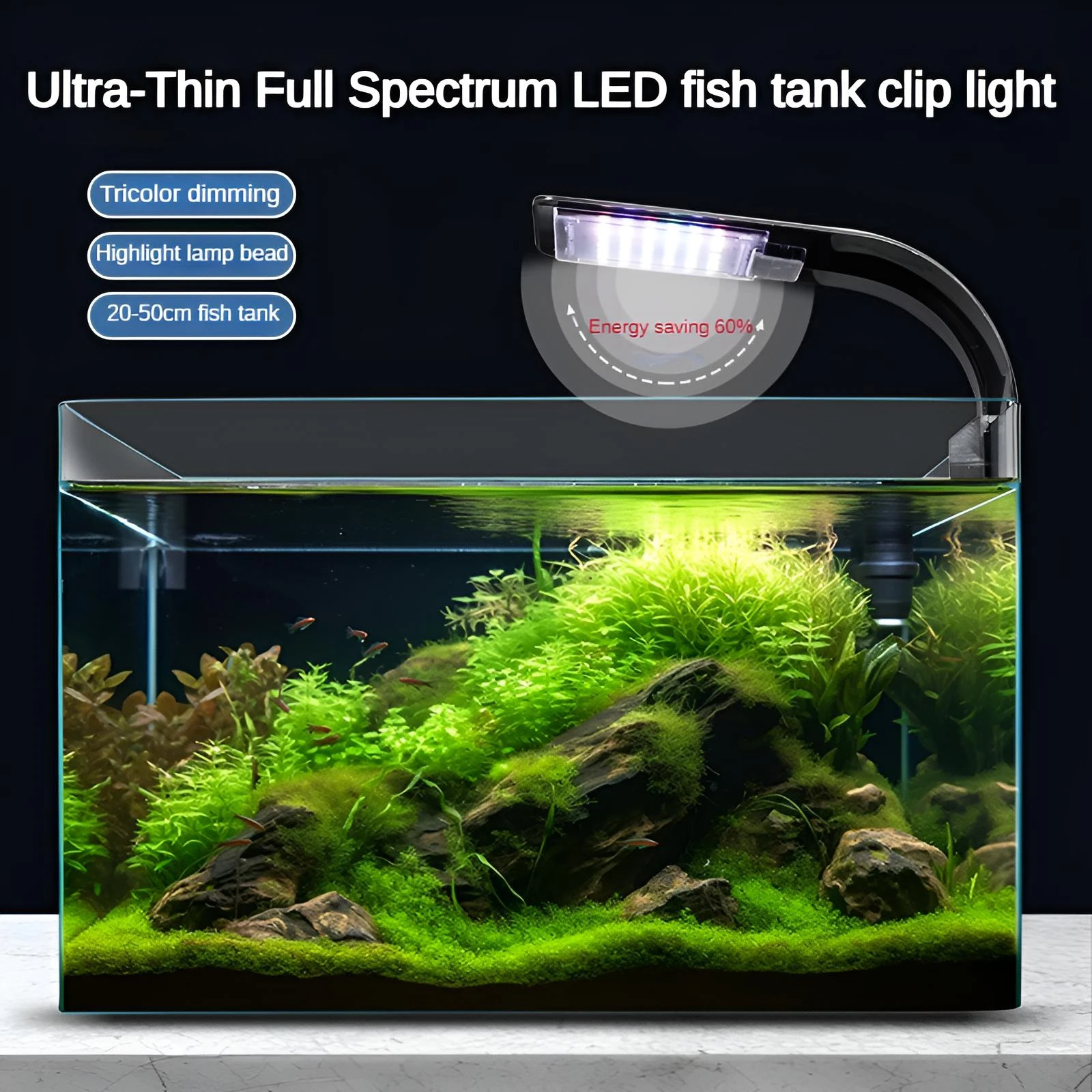 Fish tank light super bright LED grass tank light waterproof and energy-saving three color switching aquarium light