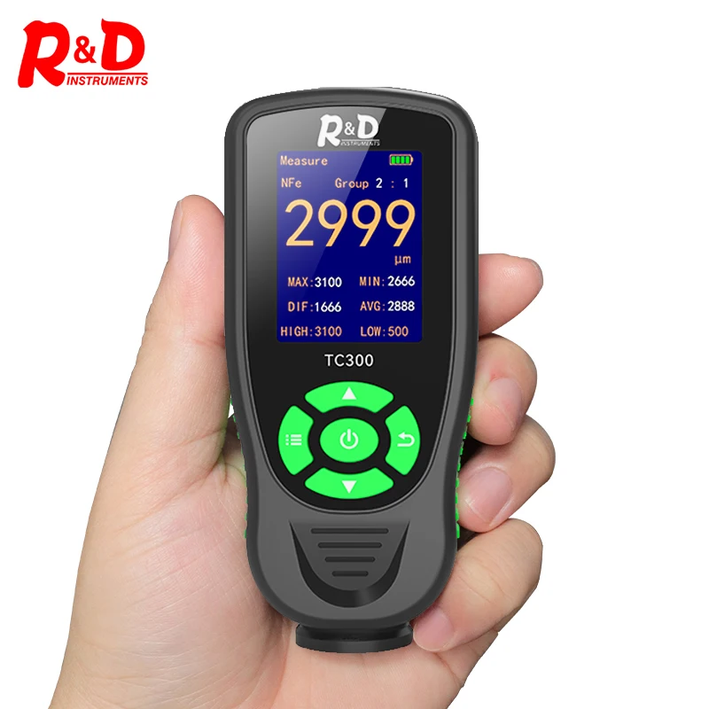 R&D TC300 Car Paint Thickness gauge Metal paint Tools 0-3000um Paint Thickness Tester FE/NFE Paint Film Thickness Tester Color