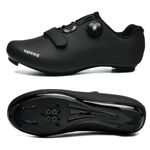 Imagen 2 del producto Zapatos de bicicleta de carretera Unisex para hombre, zapatillas de ciclismo para clítoris de montaña, tacos de ruta, velocidad plana, deportes de carreras, Pedal Spd para mujer