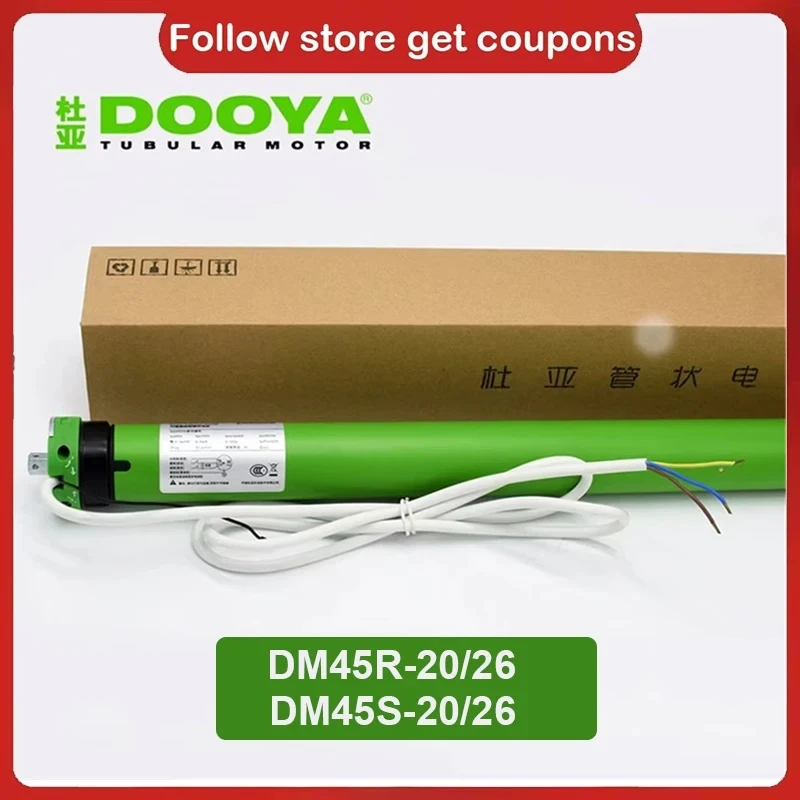 Dooya DM45R/DM45S محرك أنبوبي ذكي 20/26 أمبير 220/230 فولت RF433 4-سلك لنظام رفع المظلة للستائر الدوارة