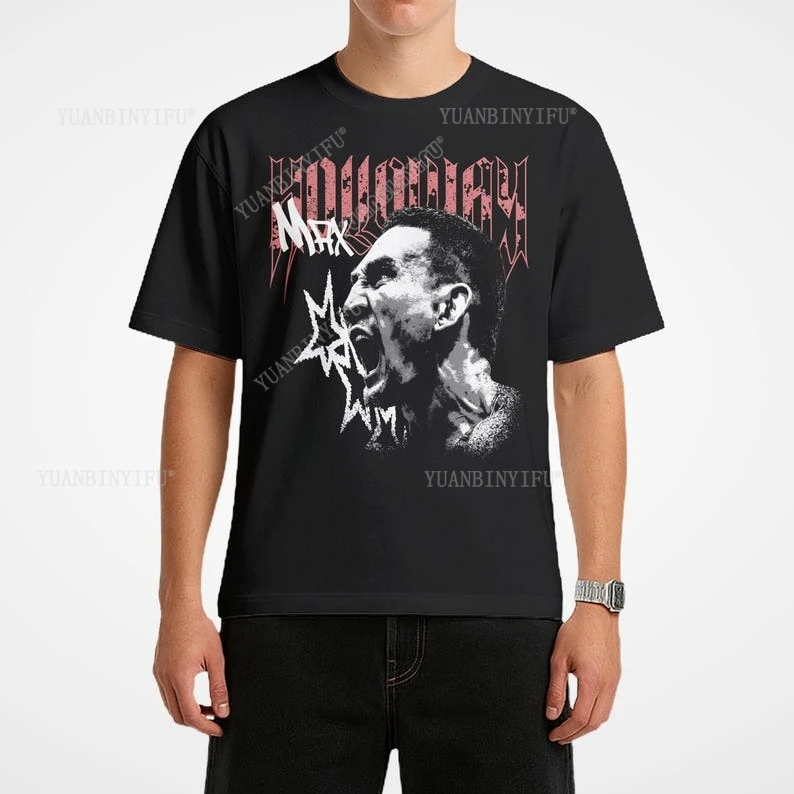 Max Holloway T-Shirt: Fight Night Graphic Tee, Fighting Fan Gift cotton Vintage round neck Streetwear Tees Short Sleeve