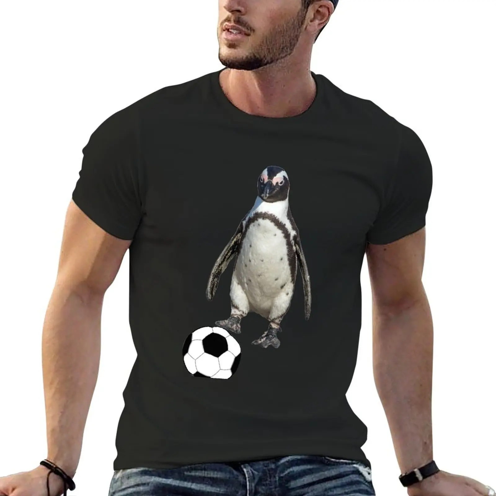 Penguin soccer ball T-Shirt cheap stuff man t shirt for a boy oversized Men's t shirts