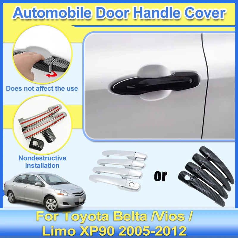 

Car Door Handle Covers For Toyota Belta Accessories Vios Limo 2005-2012 2006 2007 2008 Exterior Door Handle Outer Sticker Cover