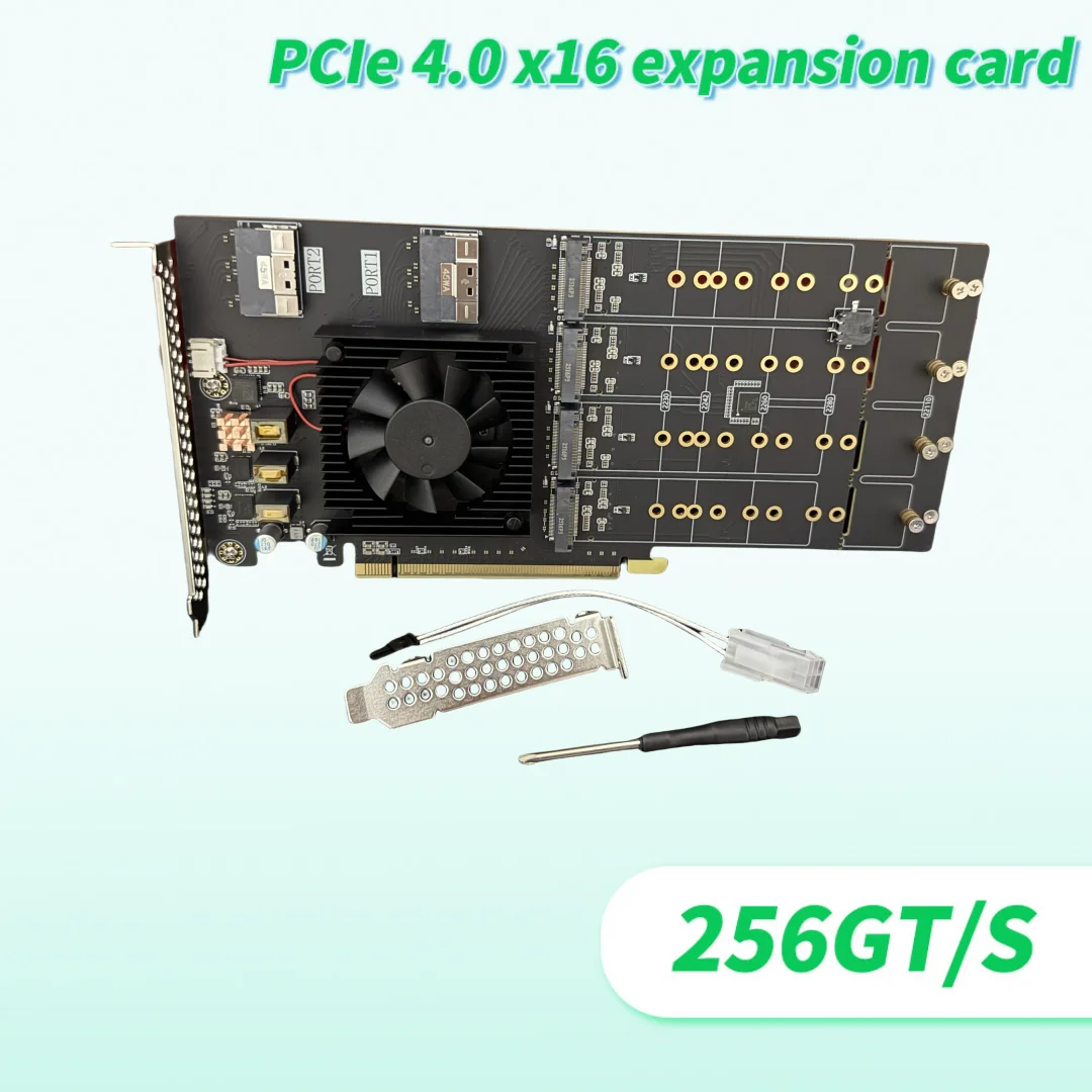 

2025 НОВЫЕ безраздельные дополнительные карты PCIE 4.0 X16 M.2 NVMe U2 12-ступенчатая карта расширения с перегородкой полной/полувысоты 256GT/S
