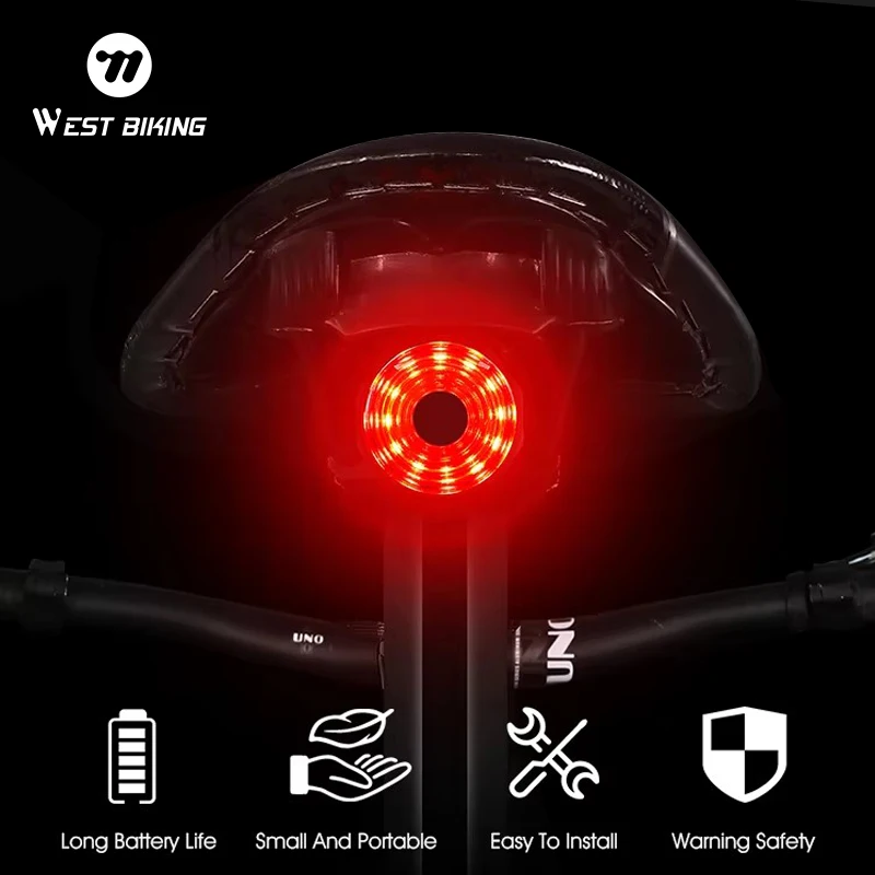 

Smart Bicycle Tail Light Auto Brake Sensor MTB Road Bike Rear Lamp Waterproof USB Rechargeable LED Flashlight Cycling Taillight