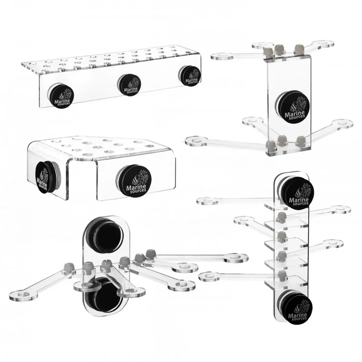 Marine Sources Aquarium Acrylic Magnetic Coral Frag Racks - Plug Holder Bracket for 15mm Glass Thickness