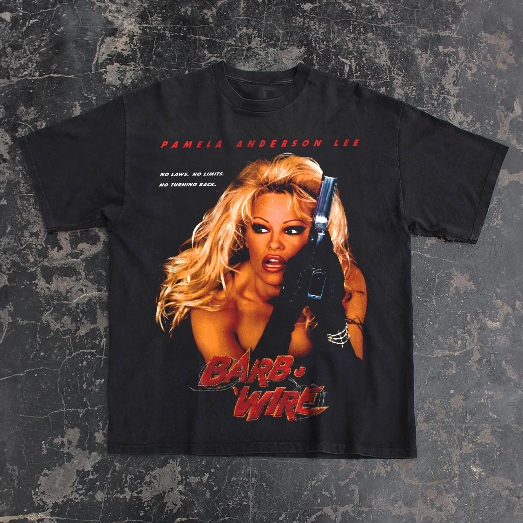 Vintage Pamela Anderson 'Barb Wire' 1996 Black T-Shirt