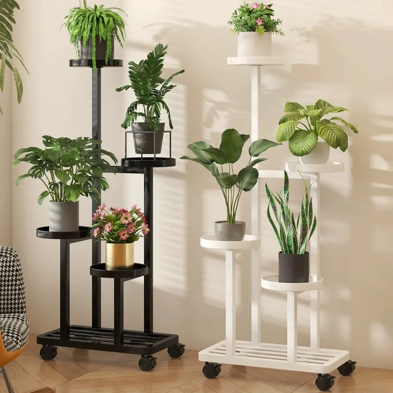 White Indoors Plant Shelf Pedestal Iron Holder Carts Vertical Flower Stand Metal Balcony Estante Para Plantas Patio Furniture