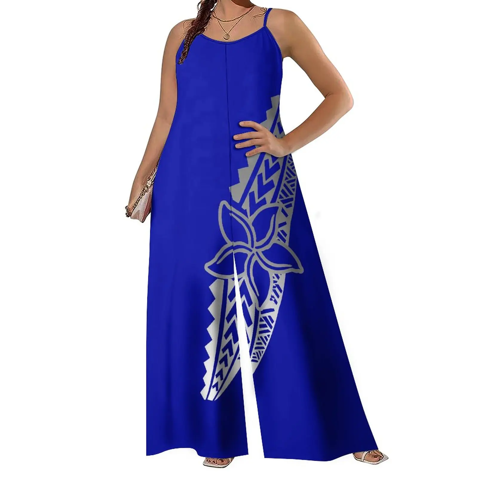 Nieuwe Een Stuk Rompertjes Hd Print Polynesische Vrouwen Top Kwaliteit 8XL Custom Patroon Wijde Pijpen Rompertjes Halter Jumpsuits