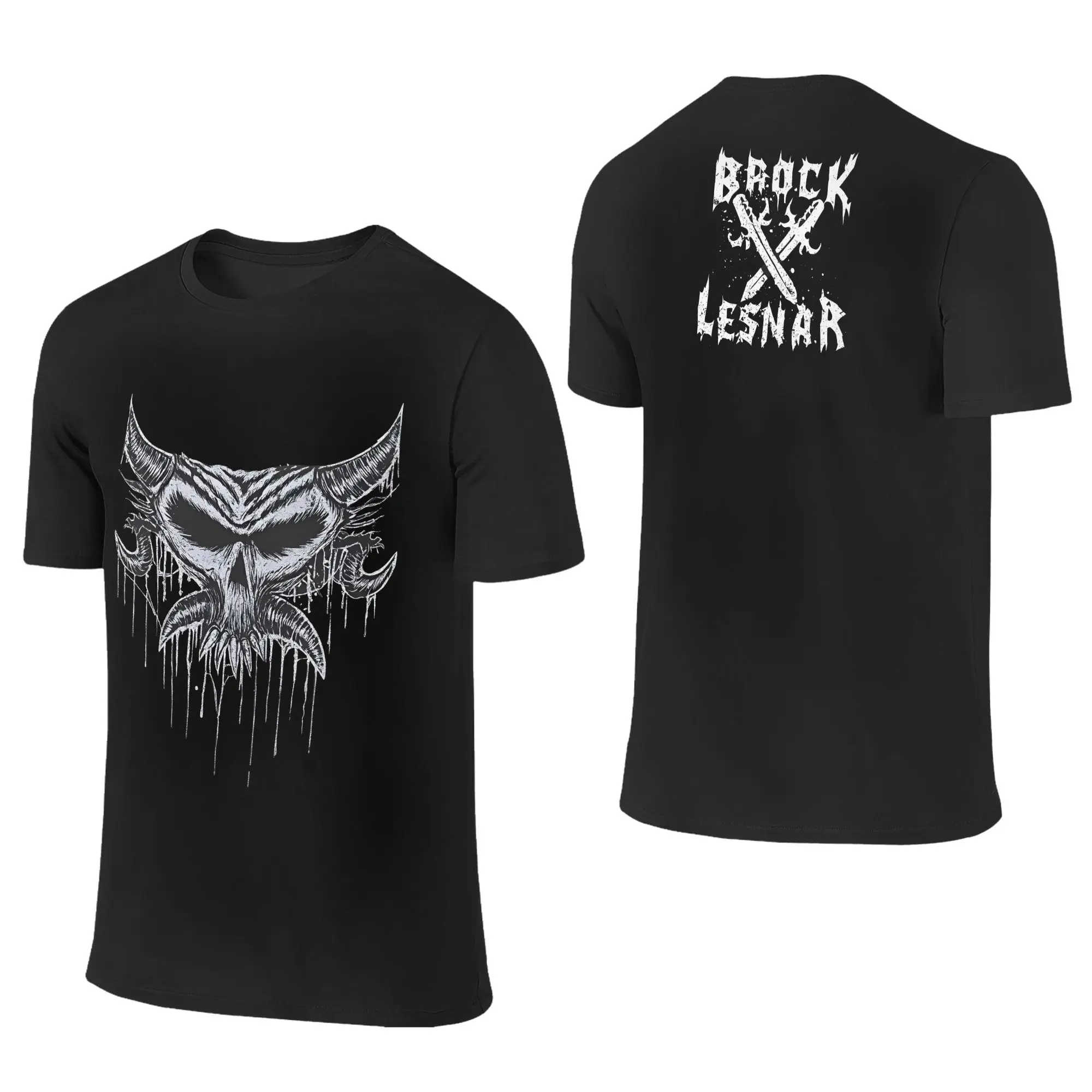 T-shirt in puro cotone Black Brock Lesnar T-shirt novità per uomo Estate Y2K T-shirt a maniche corte con logo personalizzato retrò