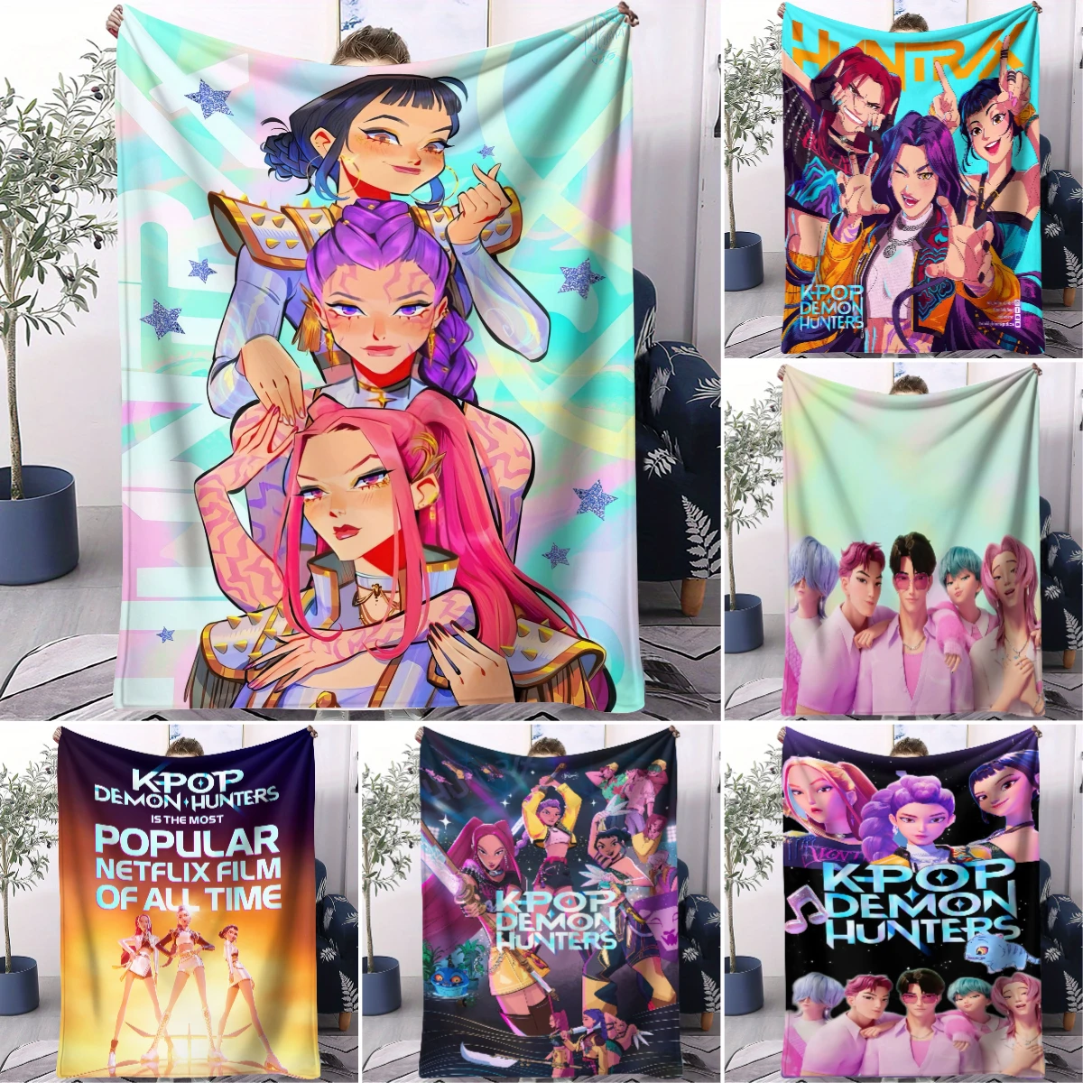 K البوب شيطان الصيادين بطانية الفانيلا بطانية الساخن أنيمي مروحة هدية دافئة للمنزل غطاء أريكة التخييم السفر بطانية متعددة الوظائف #1