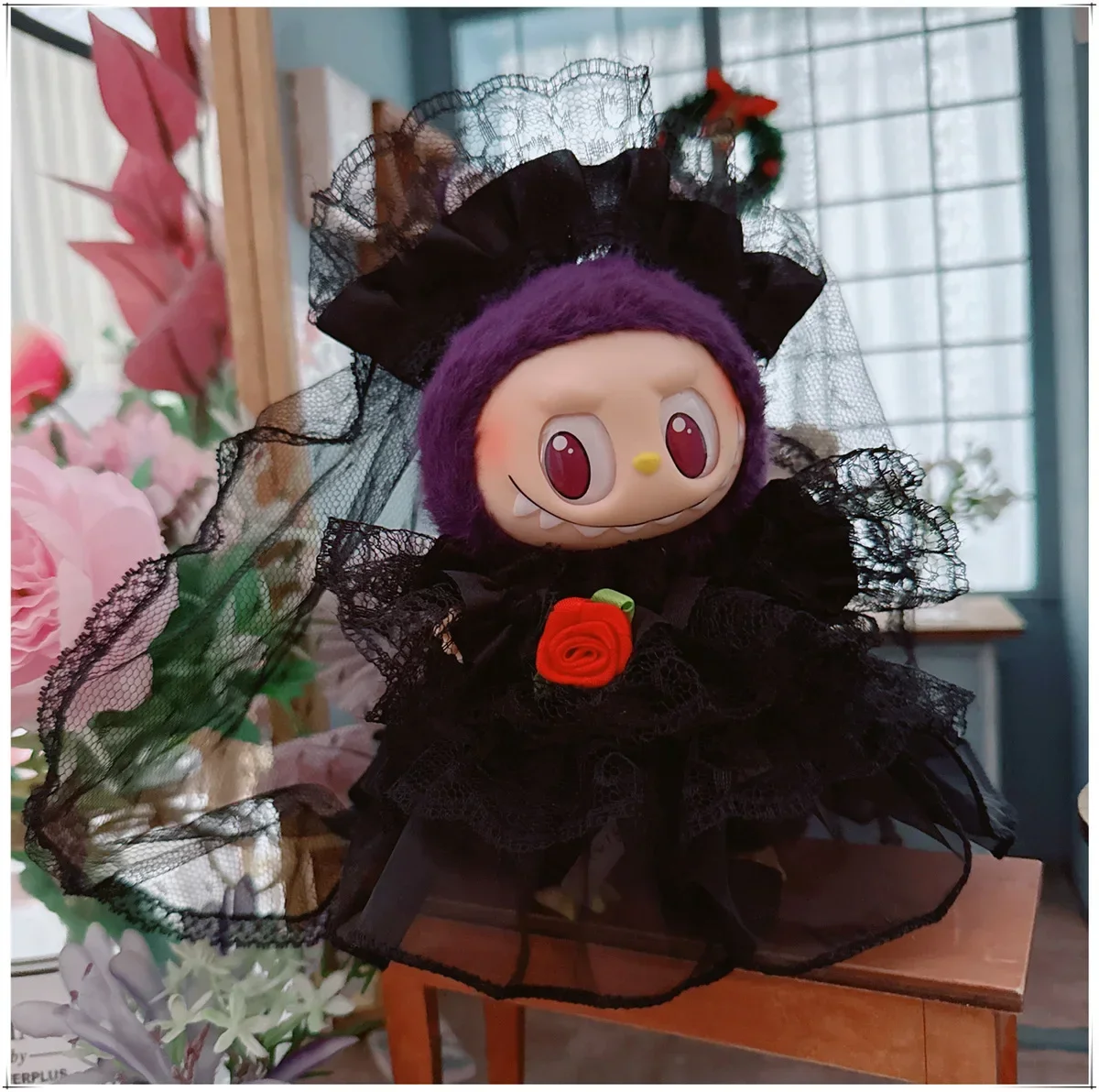

for Labubu Clothes Black Wedding Dress For 15-17cm Mini Labubu Doll Decoration Accessories Fans Gift